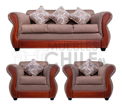 Juego De Living Boston Sofa Y Sillones Tabaco/ Muebles Chile