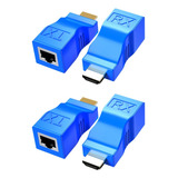 Kit 2 Extensores Hdmi Utp 30m Un Solo Cable Cat6 Rj45 1080p