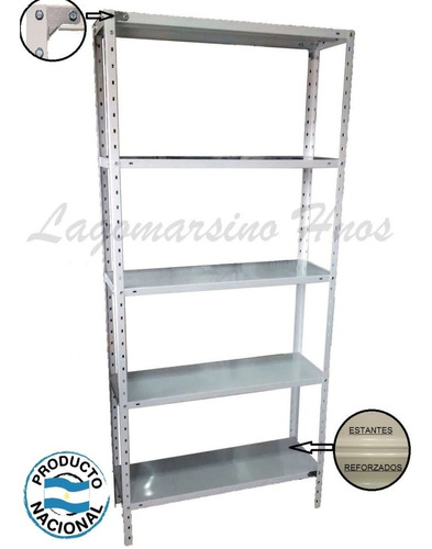 Estanteria Metalica 30x90x2mt Con 5 Estantes P/ 90kg X Est