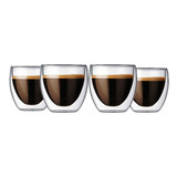 Pocillo Café Doble Pared Doble Fondo Cristal Vaso Cafe X4