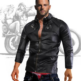 Chamarra Piel Biker Impermeable Hombre Rompevientos