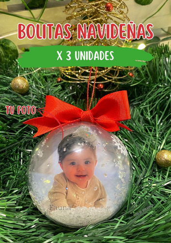 Bolas Navideñas Personalizadas Con Fotos X 3 Bolitas - Und