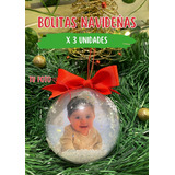 Bolas Navideñas Personalizadas Con Fotos X 3 Bolitas - Und