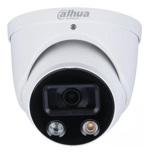 Camara Domo 4mp Ip Color Audio Luz Sirena Exterior Dahua Color Blanco