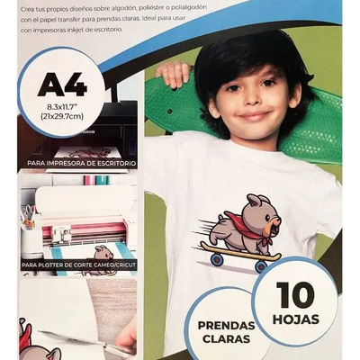 Papel Transfer Textil Inkjet P Clara A4*10 Handi Print Color Blanco | Meses sin interés
