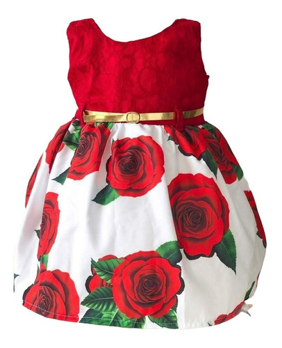 Vestido Infantil Menina Natal Vermelho Juvenil Até Tam 12