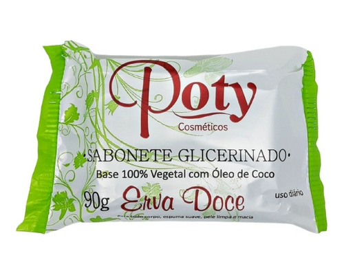 Kit 24 Sabonete Glicerinado Erva Doce Poty Cosméticos 90g