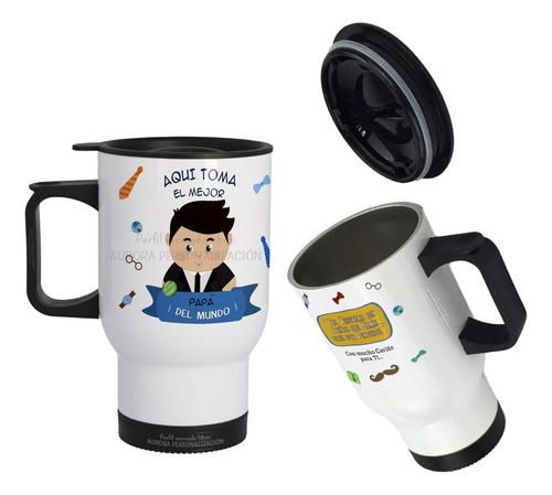 Mug Vaso Termico Viajero Para Carro Regalo Papá Padre 08