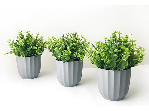 03 Plantas Artificiais Com Vaso Decorativo - Home & Garden