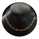 Collar Choker Circulos Piedras Multicolores Chapa De Oro 18k