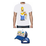 Combo Camiseta Y Gorra Los Simpsons Homero Niños Y Adultos