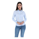 Camisa Porto Blanco Dama Lisa Mod Dbasic-04 Azul Claro