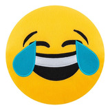 Almofada Bordada De Pelúcia Emoji/tamanho: 45 Cm X 45 Cm Cor Várias Desenho Do Tecido Chorando De Rir