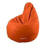 Puff Pera  En Lona  Impermeable Talla M   Naranja