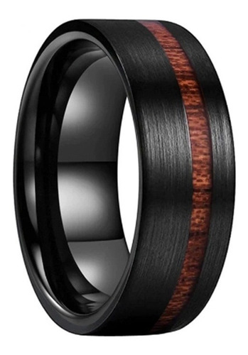 Anel Homem Masculino Madeira Carboneto De Tungstênio 8 Mm