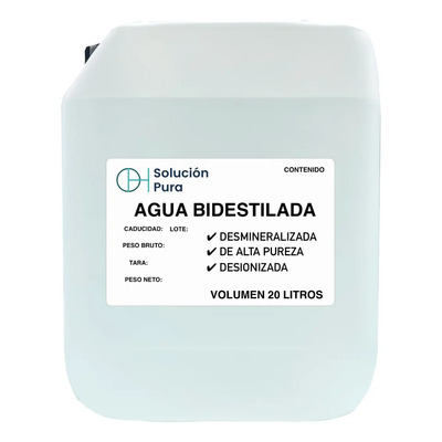 Agua Bi-destilada Alta Pureza Bidón 20 Litros Envío | MercadoLibre