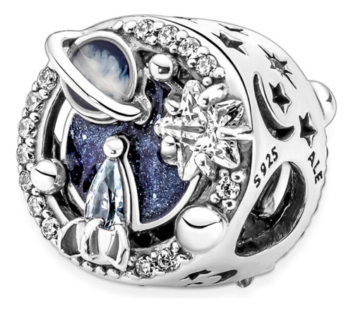 Dije Charm Pandora Cohete Viaje Galaxia Luna Estrellas Plata