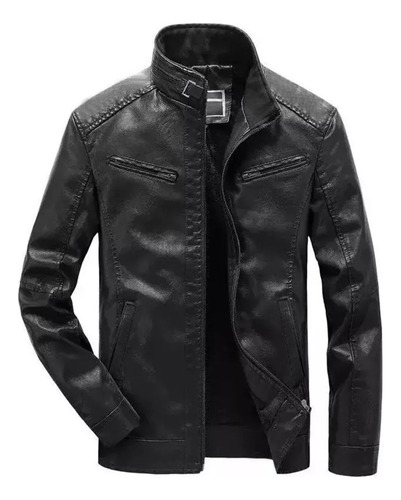 Jaqueta Couro Motoqueiro Masculino Slim Fit Frio Grossa