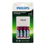 Carregador Philips Com 4 Pilhas Aa 2450mah Rec Bivolt Branco