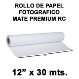 Rollo De Papel Fotográfico Profesional 12x30m Mate Premium