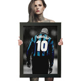 Quadro Decorativo Poster Ronaldo Fenomeno Inter 10 60x42 A2