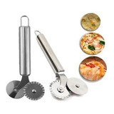 Cortador De Massas Em Inox Fatiador Duplo P/ Pizza Pastel