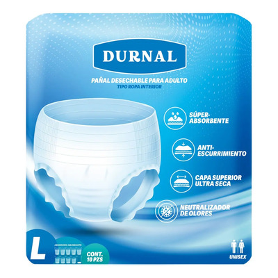 Pañales Adulto DURNAL Tipo Ropa Interior | Talla Grande | Discreto y Cómodo | Continencia Moderada – 10 Pzas | MercadoLibre