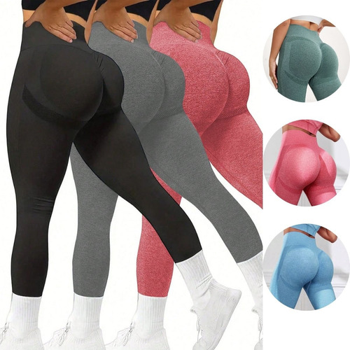 Kit 3 Calças Legging Empina Levanta Bumbum Fitness 