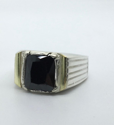 Anillo De Hombre Plata Y Oro Y Piedra Para Regalo