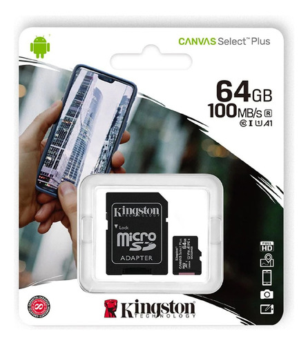 Memoria Original Micro Sd 64gb Canvas Select Plus Kingston