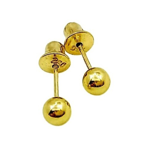 Brinco Bola  3,5mm  Infantil E Adulto  - Ouro 18k-750