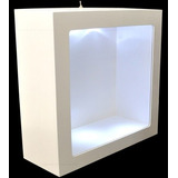 Nicho Duplo Quadrado Com Vidro E Led Pintado 40x40x10 G Mdf