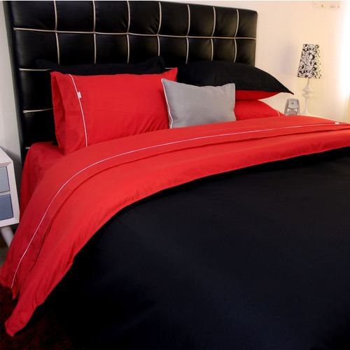 Duvet King Lisboa Doble Faz Negro - Rojo