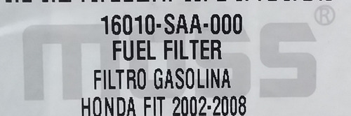 Filtro Interno Tanque Gasolina Honda Fit 02-08 Moss 170481 Foto 3