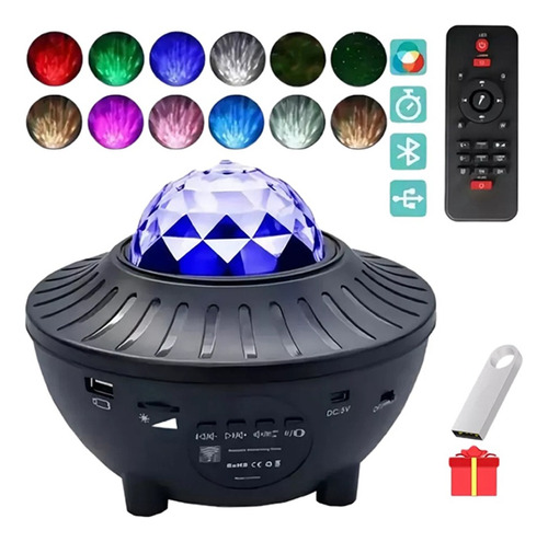 Lámpara De Mesa De Noche Proyector Bocina Bluetooth 8g Disco