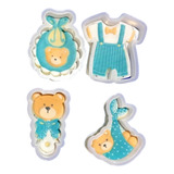 Kit 4 Cortadores De Galletas - Osos Baby Shower - 10 Cm