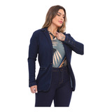 Blazer Feminino Jaqueta Jeans Escuro C/ Lycra Slim Qualidade