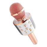 Microfone Bluetooth Karaoke Gravador Som Sem Fio Rose Gold