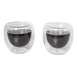 Set X2 Vasos Tazas Vidrio Doble Pared Hudson 80ml Cafe