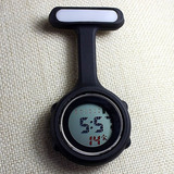 Reloj De Enfermera Digital Negro De Silicona De Moda, 2 Piez