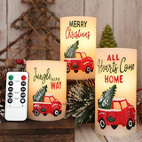 Christmas Flameless Candles Red Truck Led Pillar Candles Wit