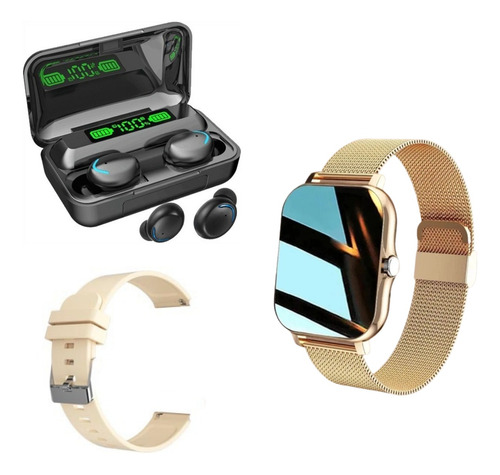 Kit Fone De Ouvido Sem Fio Relogio Smartwatch C/ 2 Pulseiras