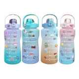 Termo Botella Agua Motivacional 2.0 Lts Con Stickers Y Pines Color Colores