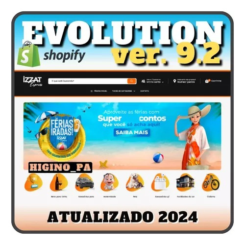 Tema Shopify Evolution + Script Checkout (cartpanda Yampi)