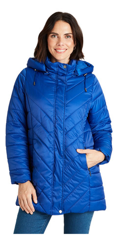 Parka Larga Con Gorro Desmontable Azul Cielo