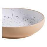 Plato Hondo Cerámica Blanco Dots Borde Beige- Terra