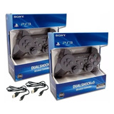 Combo X2 Joystick Ps3 Y Pc + 2 Cables De Carga /datos.   