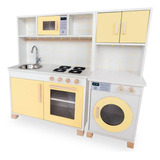 Cozinha Infantil Mdf E Máquina De Lavar Grande Cor Amarela 