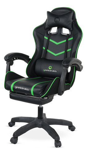 Silla Gamer De Escritorio Giratoria Ergonómica Reclinable Color Verde