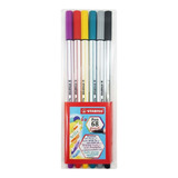 Caneta Brush Pen 68 Stabilo Com 6 Cores